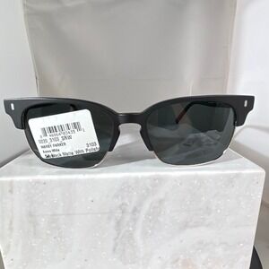 Warby Parker Ames Wide Sunglasses Black Matte Polished Silver 3103 SRW 54-18-145